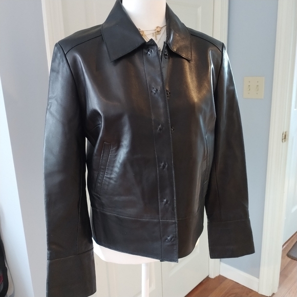 Andrew Marc Jackets & Blazers - Andrew Marc New York Black Soft Leather Snap front Jacket S